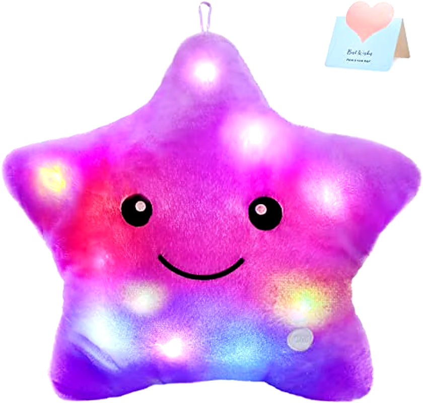 34CM Creative Toy Luminous Pillow Soft Stuffed Plush Glowing Colorful Stars Cushion Led Light Toys Gift for Kids Children Girls