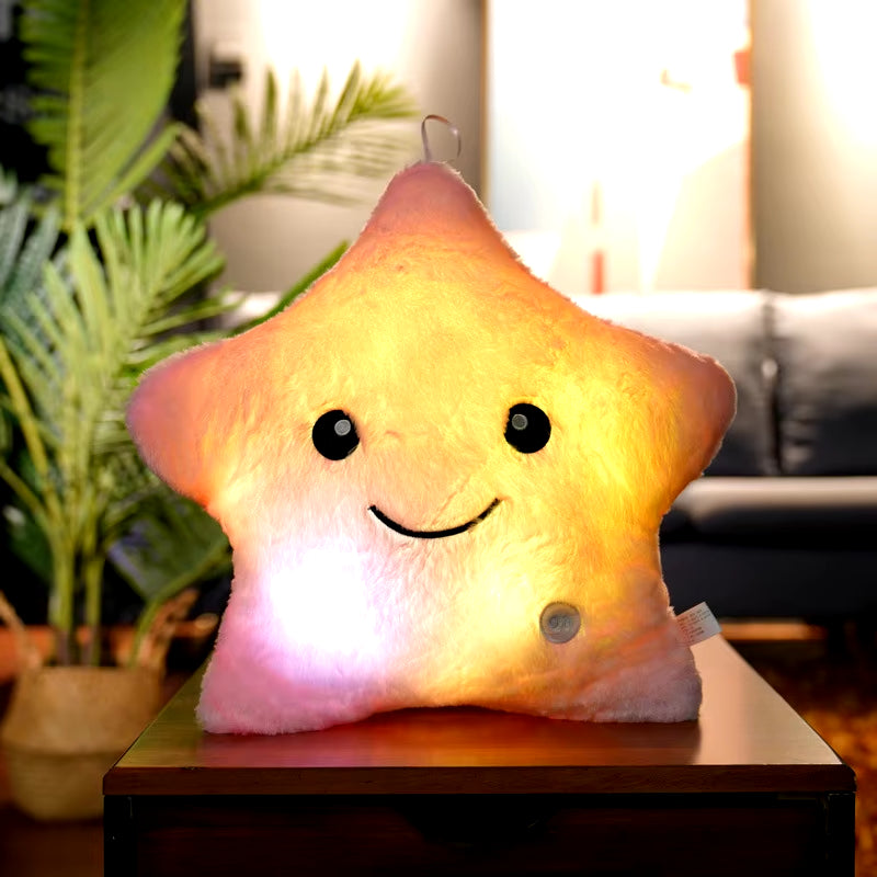 34CM Creative Toy Luminous Pillow Soft Stuffed Plush Glowing Colorful Stars Cushion Led Light Toys Gift for Kids Children Girls