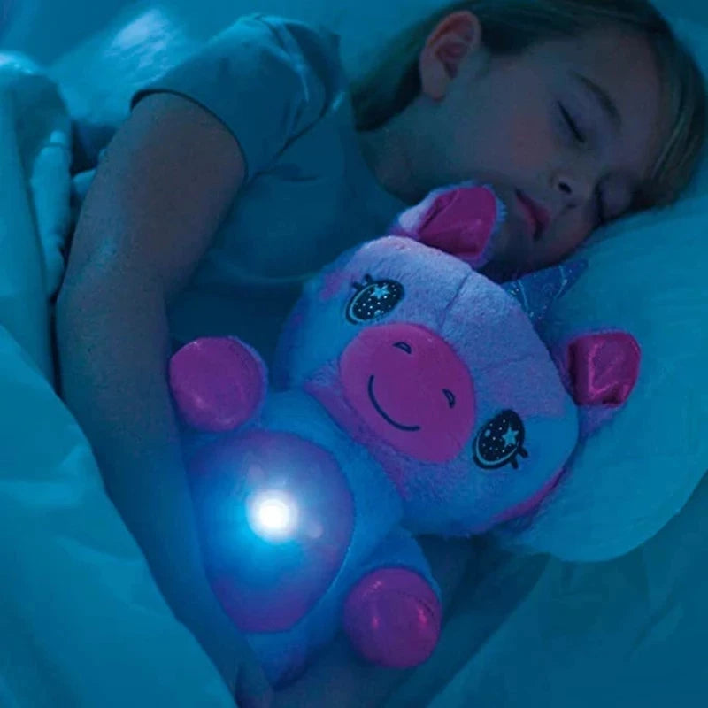 Baby Stuffed Animal with Light Projector Starry Sky Comforting Unicorn Plush LED Galaxy Night Light Cuddly Novelty Lamp Toy Gift