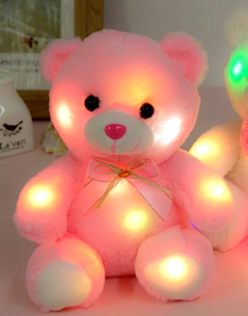 22Cm Luminous Creative Light up LED Teddy Bear Stuffed Animals Plush Toy Pink Glowing Teddy Bear Christmas Gift for Kids