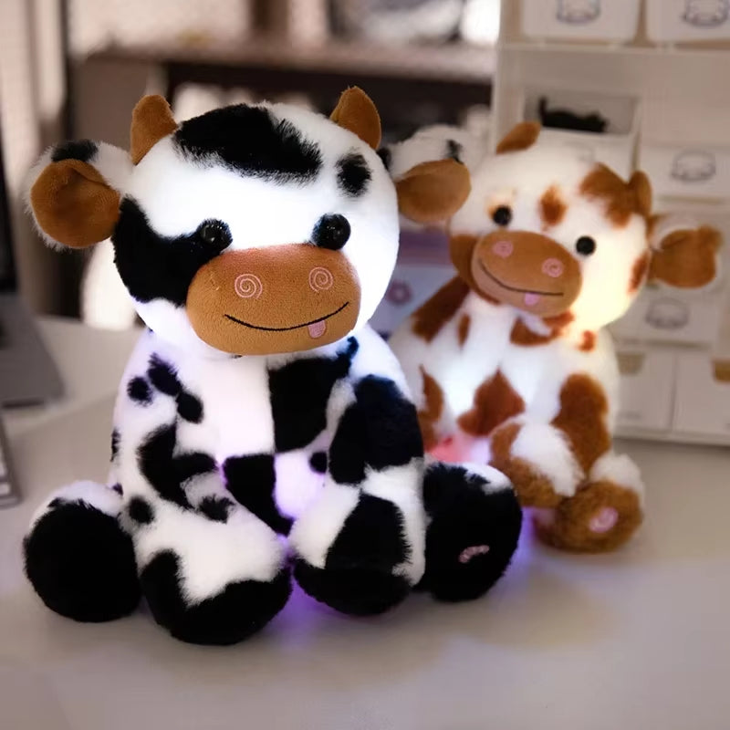 1Pcs Kawaii Glowing Cow Plush Toy Cute Plush Stuffed Animal LED Glowing Cow Room Decor Birthday Gift