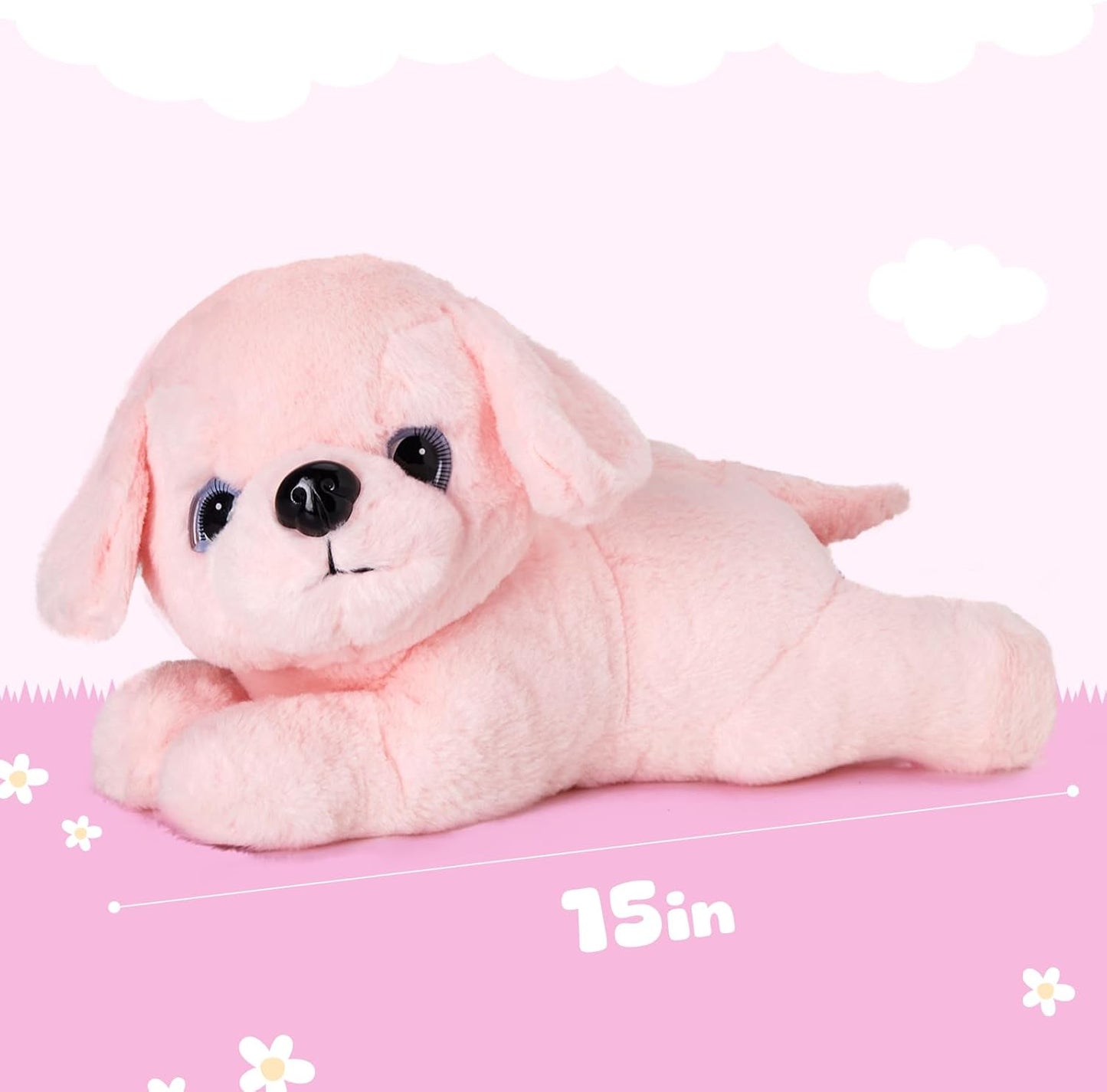 15'' Pink Light up Musical Puppy Dog Stuffed Animal Soft Plush LED Night Lights Glow Bedtime Pal Birthday Children'S Day Gifts for Toddler Kids