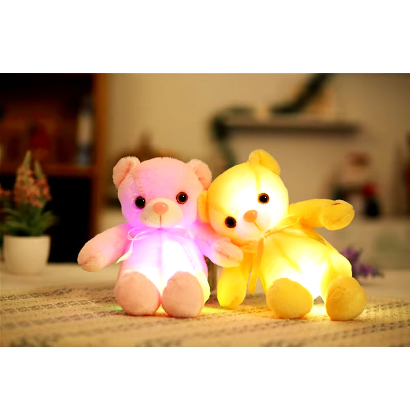 30CM Baby Luminous Teddy Bear Animals Stuffed Plush LED Light-Up Pillow Girls Birthday Christmas Gifts Toys for Kids Children