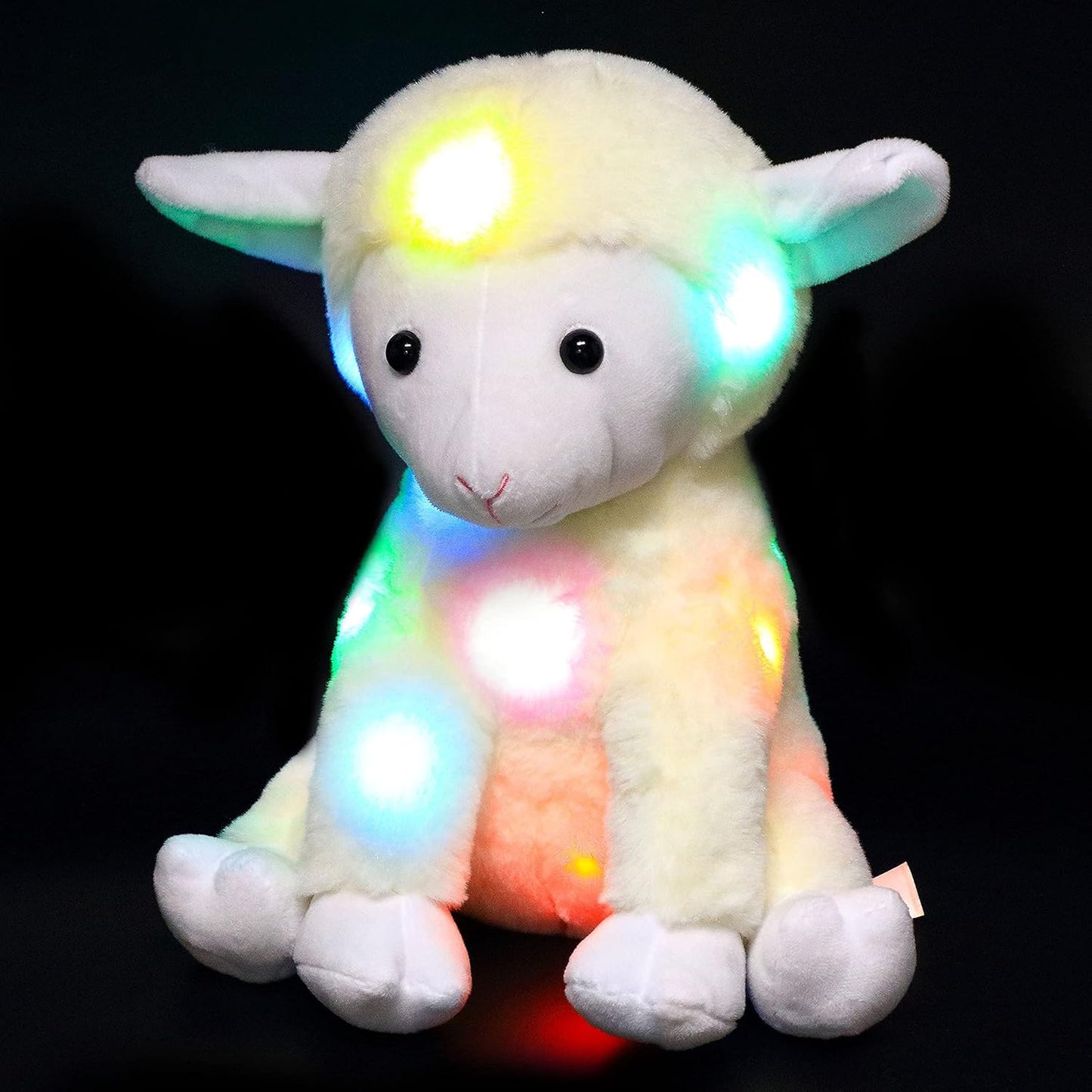 LED Plush Lamb Lighting up Stuffed Sheep Floppy Night Lights Glow in the Dark Birthday Festival for Kids Toddlers, Beige, 11''