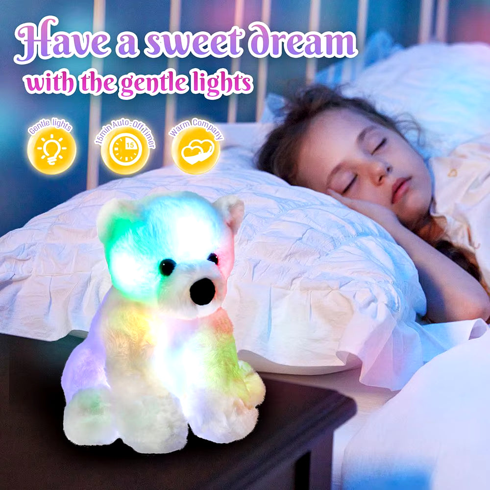 25Cm Polar Bear LED Light Plush Toys Glowing Doll White Stuffed Animals Throw Pillows for Girl Birthday Gifts Kids