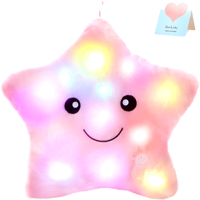 34CM Creative Toy Luminous Pillow Soft Stuffed Plush Glowing Colorful Stars Cushion Led Light Toys Gift for Kids Children Girls