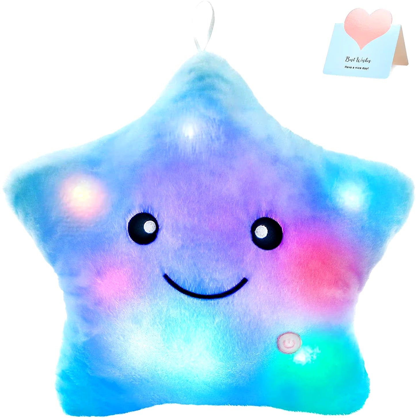 34CM Creative Toy Luminous Pillow Soft Stuffed Plush Glowing Colorful Stars Cushion Led Light Toys Gift for Kids Children Girls