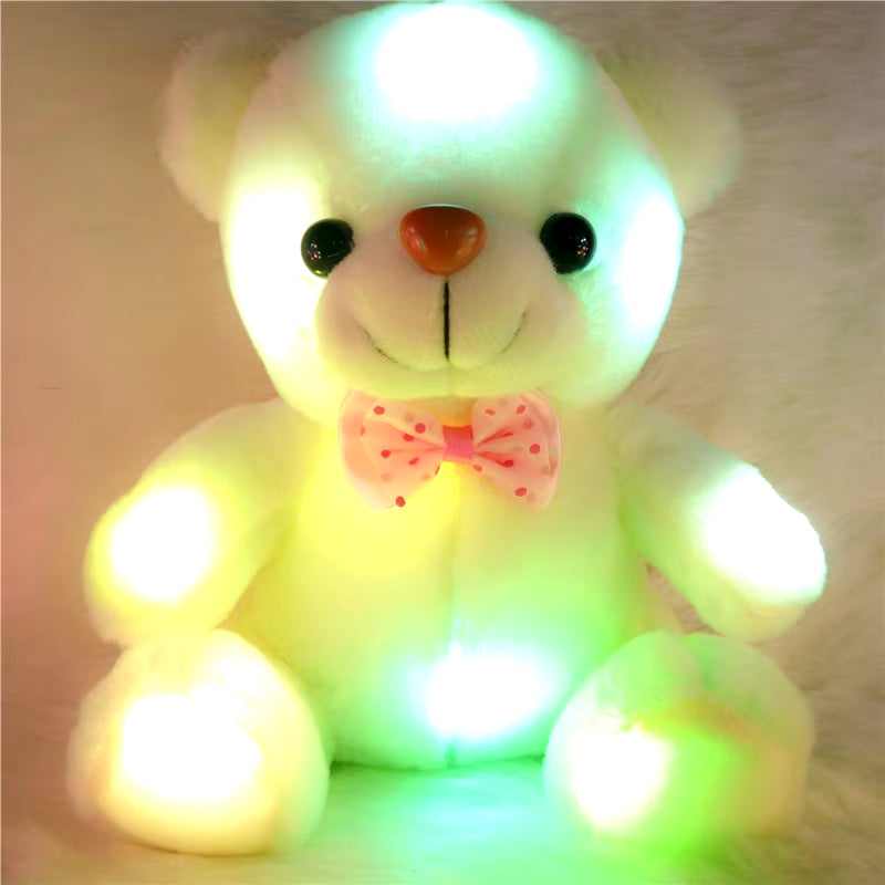 22Cm Luminous Creative Light up LED Teddy Bear Stuffed Animals Plush Toy Pink Glowing Teddy Bear Christmas Gift for Kids