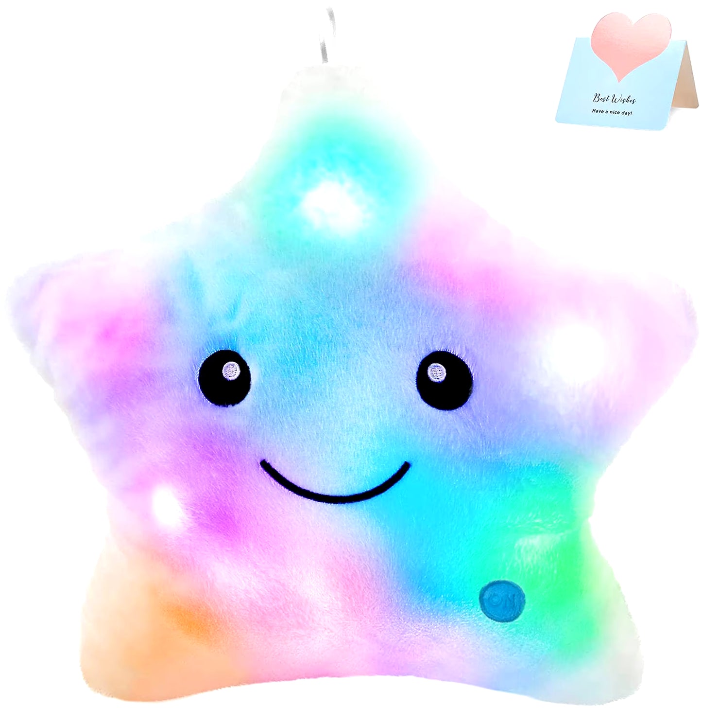 34CM Creative Toy Luminous Pillow Soft Stuffed Plush Glowing Colorful Stars Cushion Led Light Toys Gift for Kids Children Girls