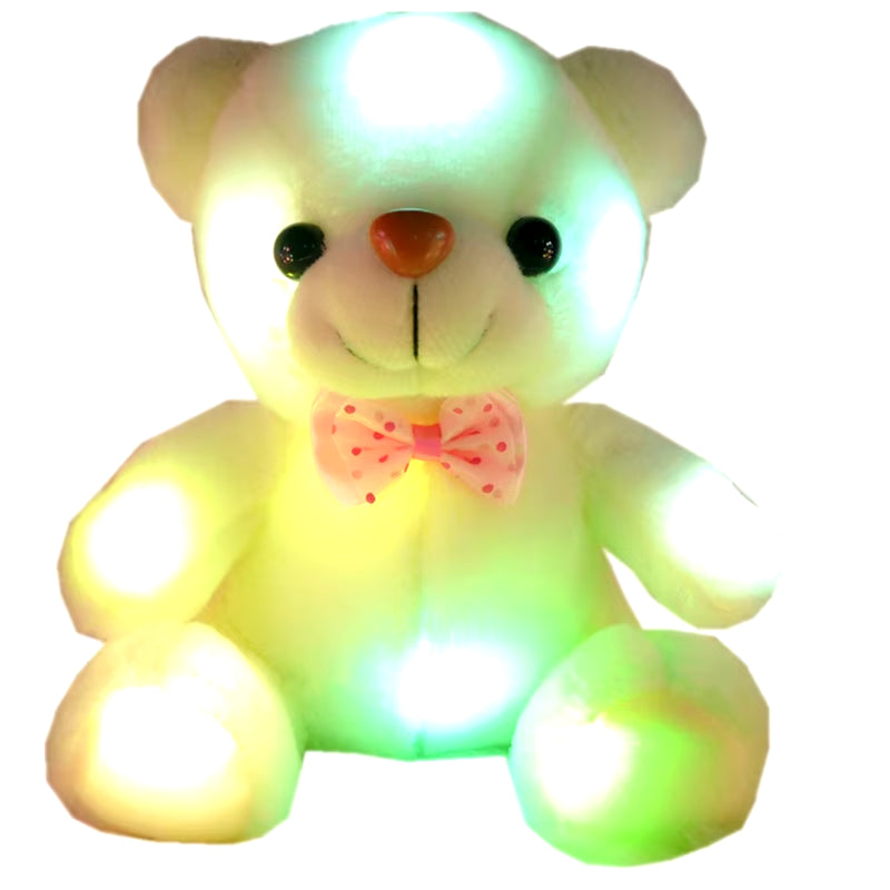 22Cm Luminous Creative Light up LED Teddy Bear Stuffed Animals Plush Toy Pink Glowing Teddy Bear Christmas Gift for Kids