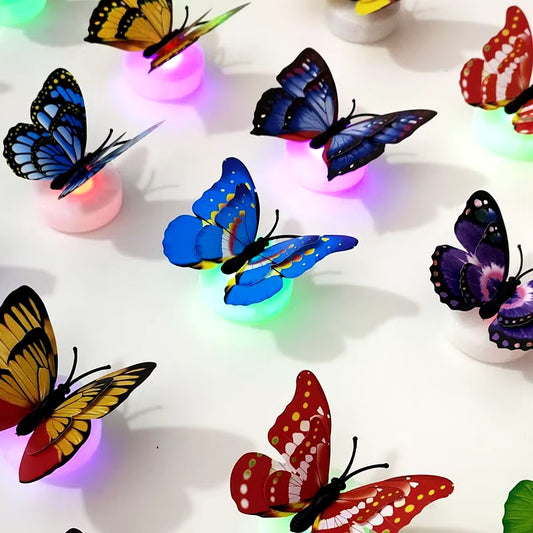 3D Butterfly Night Light Creative Toy Colorful Luminous Butterfly Night Light Paste Led Decorative Wall Lamp Small Play Decor