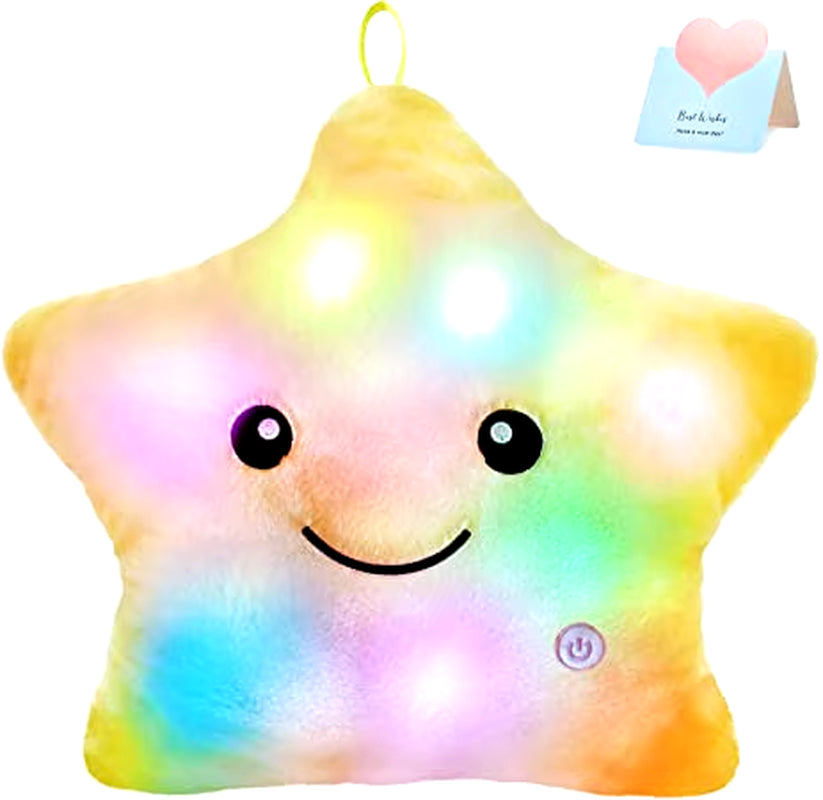 34CM Creative Toy Luminous Pillow Soft Stuffed Plush Glowing Colorful Stars Cushion Led Light Toys Gift for Kids Children Girls