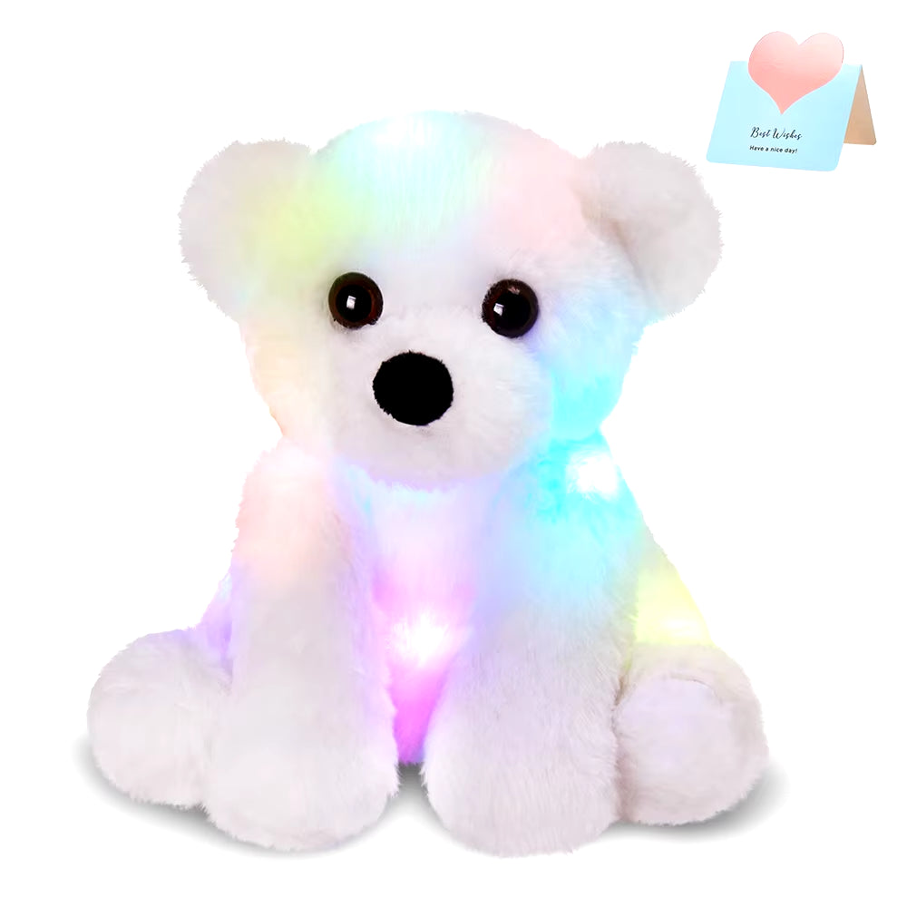 25Cm Polar Bear LED Light Plush Toys Glowing Doll White Stuffed Animals Throw Pillows for Girl Birthday Gifts Kids