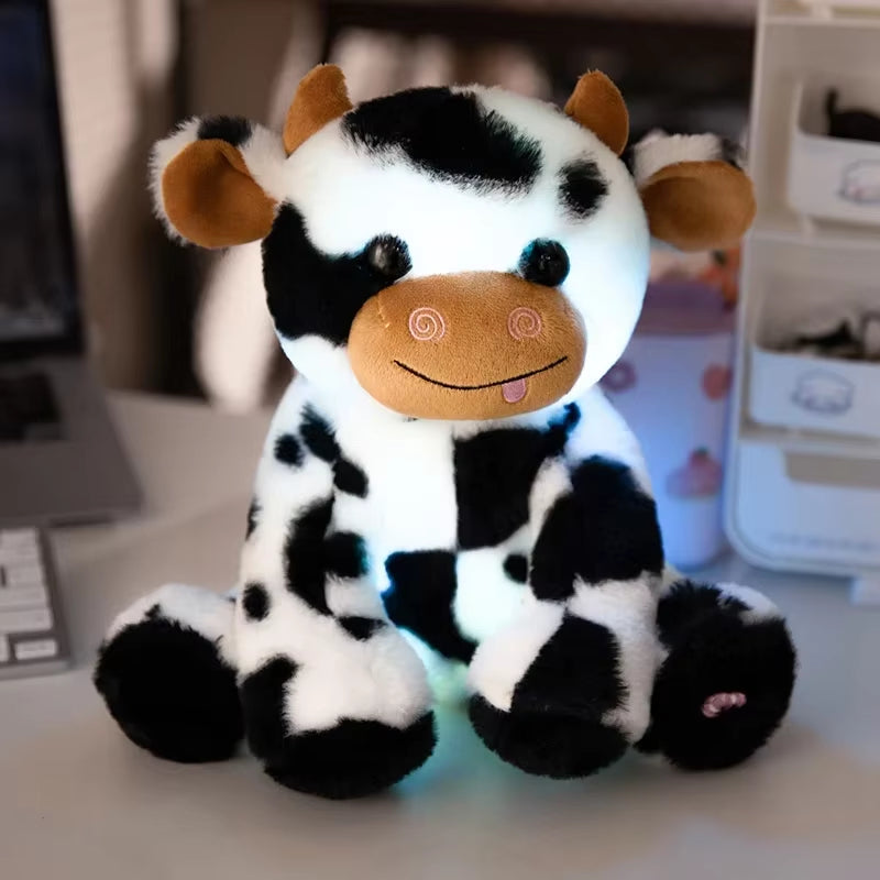 1Pcs Kawaii Glowing Cow Plush Toy Cute Plush Stuffed Animal LED Glowing Cow Room Decor Birthday Gift