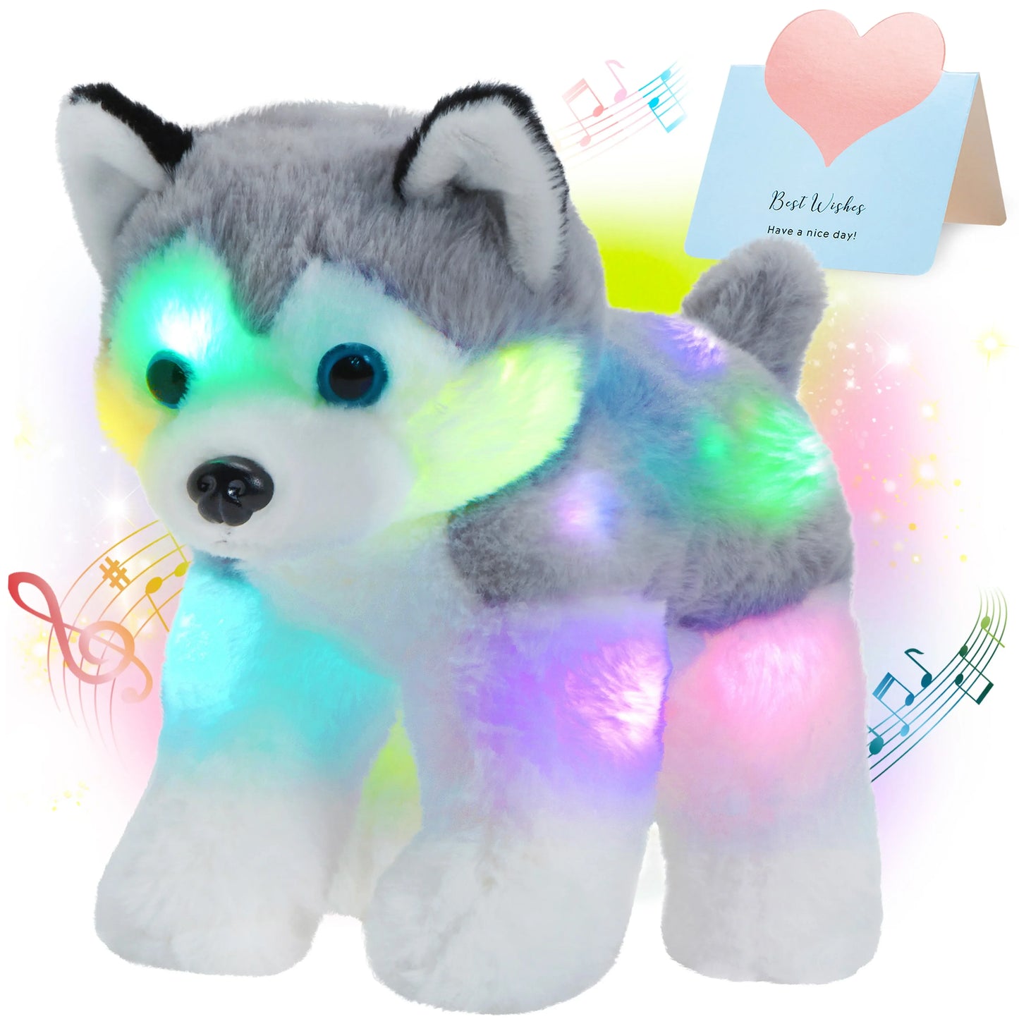 32Cm LED Light Musical Dog Doll Plush Toy Super Soft Cute PP Cotton Stuffed Animals High Quality Birthday Gift for Girls Toy