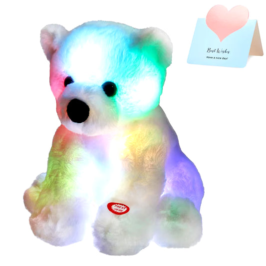 25Cm Polar Bear LED Light Plush Toys Glowing Doll White Stuffed Animals Throw Pillows for Girl Birthday Gifts Kids