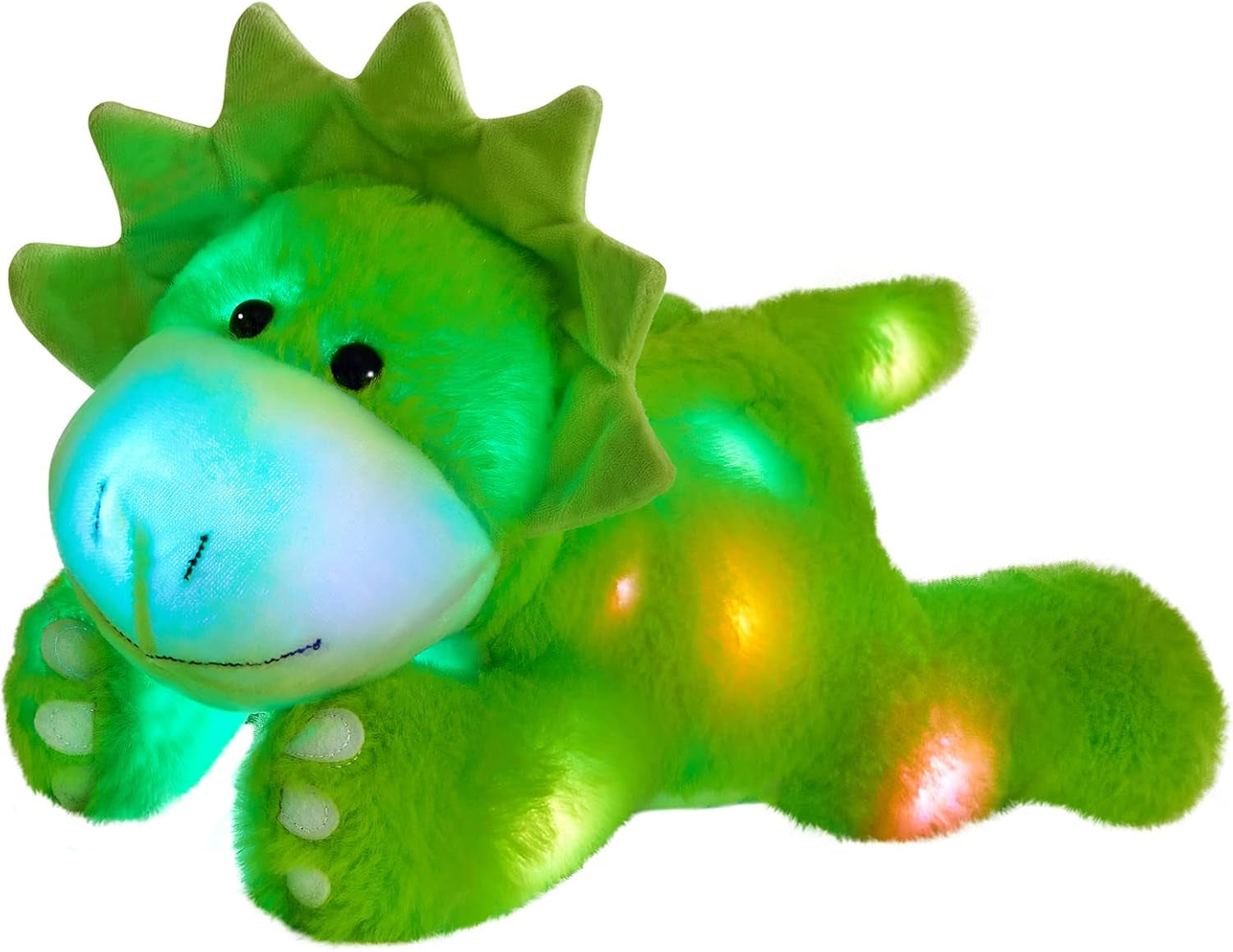 15'' Light up Triceratops Dinosaur Stuffed Animal,Led Soft Dinosaur Plush Toy with Night Lights Glow in the Dark,Children'S Day Birthday for Toddler Kids