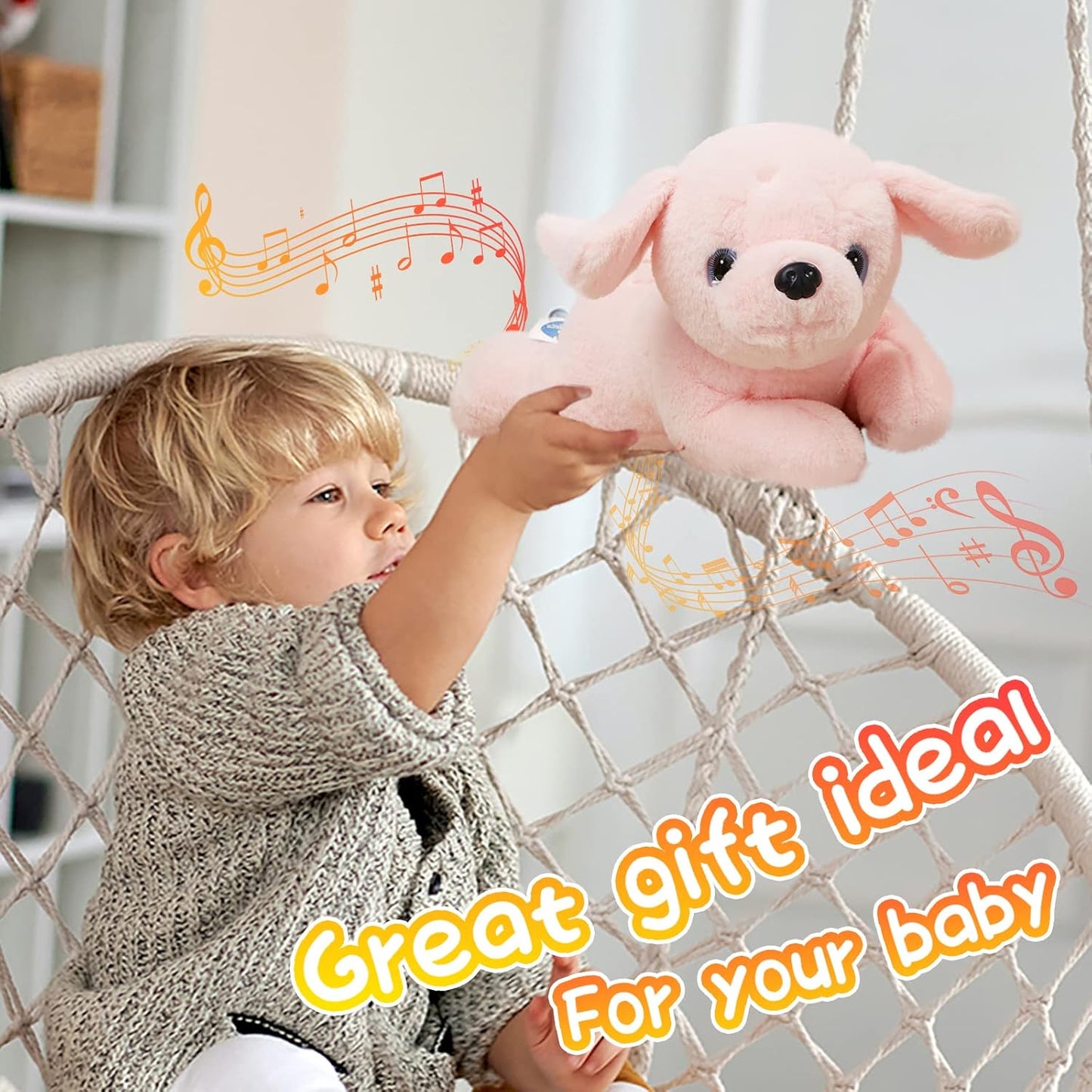 15'' Pink Light up Musical Puppy Dog Stuffed Animal Soft Plush LED Night Lights Glow Bedtime Pal Birthday Children'S Day Gifts for Toddler Kids