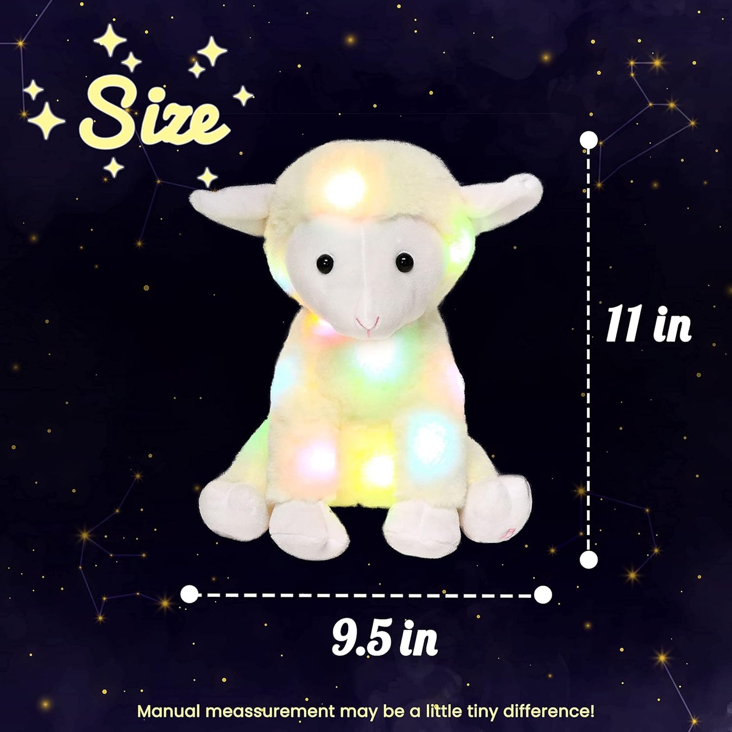 LED Plush Lamb Lighting up Stuffed Sheep Floppy Night Lights Glow in the Dark Birthday Festival for Kids Toddlers, Beige, 11''