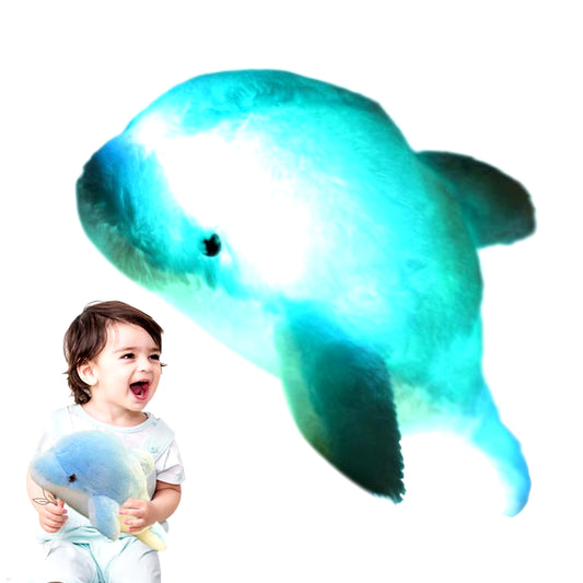 Dolphin Plush Doll LED Plush Toy Induction Glowing Plush Stuffed Toy Colorful Glowing Toy for Adults Room Decor