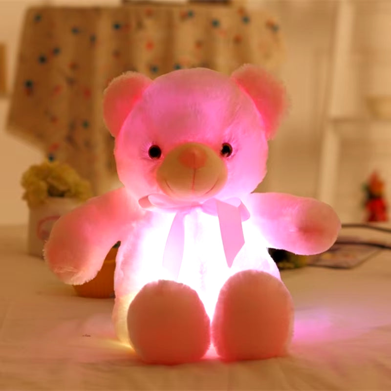 30CM Baby Luminous Teddy Bear Animals Stuffed Plush LED Light-Up Pillow Girls Birthday Christmas Gifts Toys for Kids Children