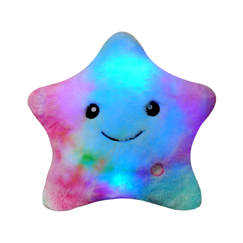 34CM Creative Toy Luminous Pillow Soft Stuffed Plush Glowing Colorful Stars Cushion Led Light Toys Gift for Kids Children Girls