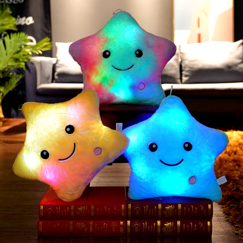 34CM Creative Toy Luminous Pillow Soft Stuffed Plush Glowing Colorful Stars Cushion Led Light Toys Gift for Kids Children Girls