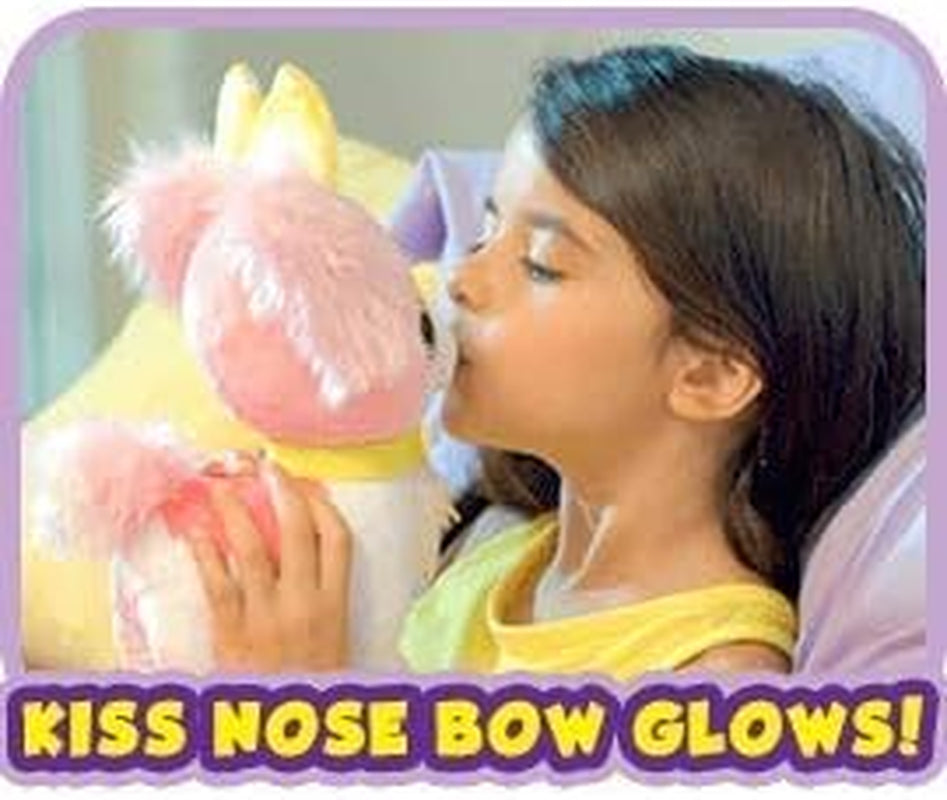 Pets - Light up LED Plush Stuffed Animals - Pink Cavalier Puppy with Yellow Bow