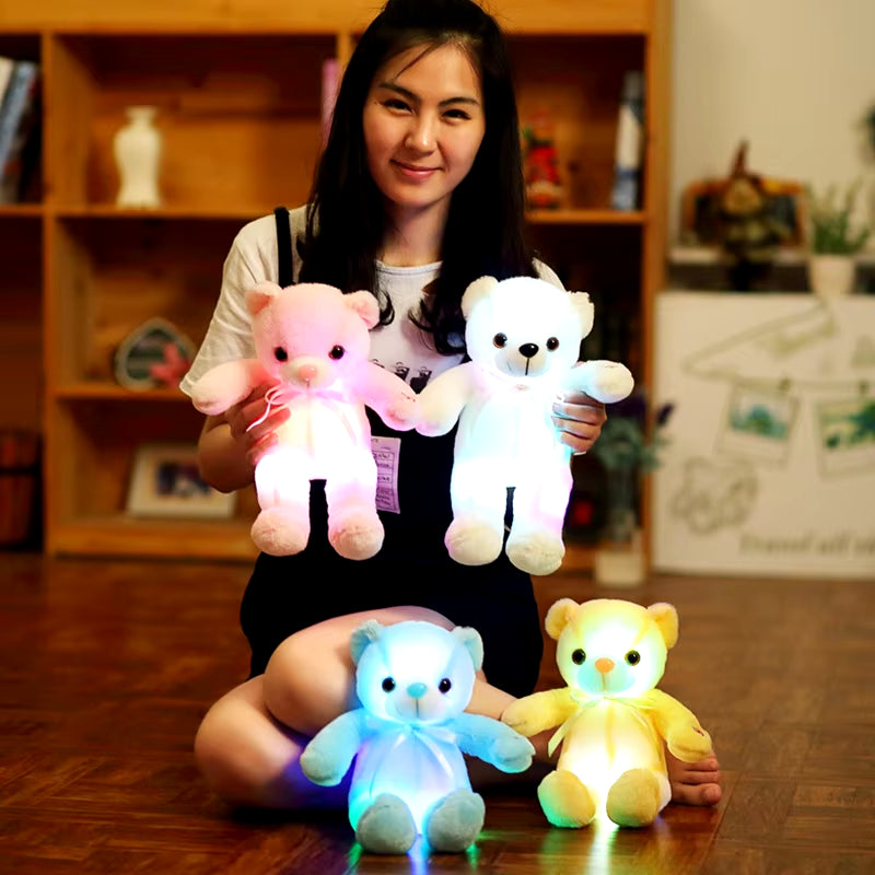 30CM Baby Luminous Teddy Bear Animals Stuffed Plush LED Light-Up Pillow Girls Birthday Christmas Gifts Toys for Kids Children