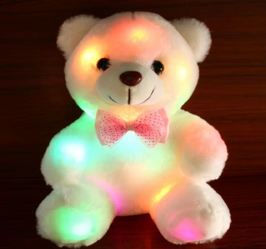 22Cm Luminous Creative Light up LED Teddy Bear Stuffed Animals Plush Toy Pink Glowing Teddy Bear Christmas Gift for Kids